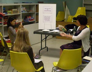 Beckie Weinheimer speaks at Windsor Park Branch Library in NY